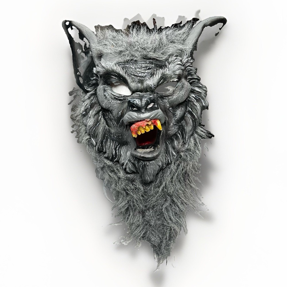 Gray Werewolf Mask Rubber Wolf Fur Horror Halloween Latex Full Head Costume